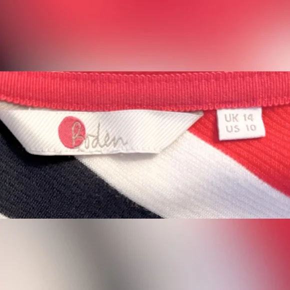 Boden Sarah Ponte Knit Ottoman Top with Multicolor Stripes. Size US 10 - Picture 3 of 12